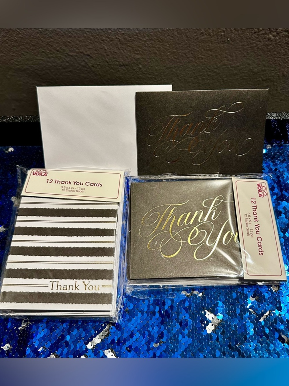 NWT Black Gold Thank You Cards Set of 24 | 2 Designs